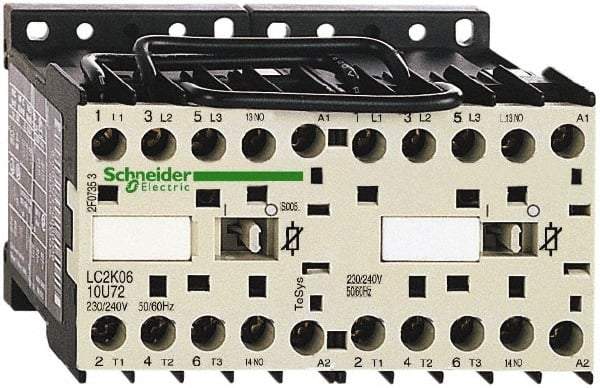 Schneider Electric - 3 Pole, 120 Coil VAC at 50/60 Hz, 6 Amp at 440 VAC, Reversible IEC Contactor - BS 5424, CSA, IEC 60947, NF C 63-110, RoHS Compliant, UL Listed, VDE 0660 - Caliber Tooling