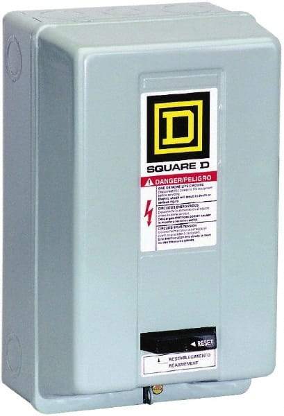 Square D - 3 Pole, 220 Coil VAC at 50 Hz, 240 Coil VAC at 60 Hz, 135 Amp NEMA Contactor - NEMA 1 Enclosure, 50 Hz at 220 VAC and 60 Hz at 240 VAC - Caliber Tooling