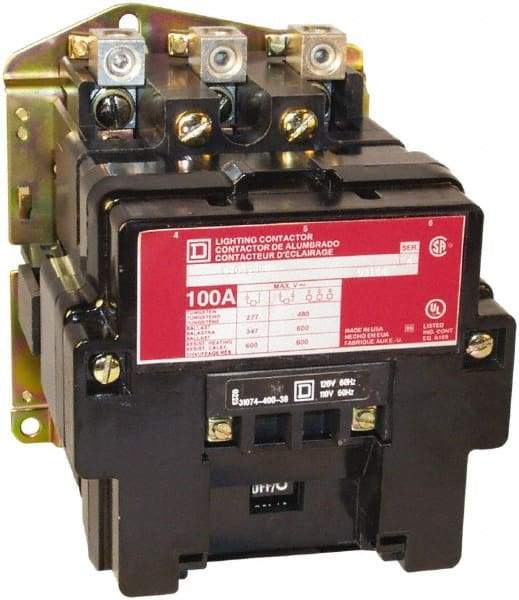 Square D - No Enclosure, 3 Pole, Electrically Held Lighting Contactor - 60 A (Tungsten), 24 VAC at 60 Hz - Caliber Tooling