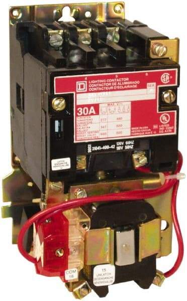 Square D - No Enclosure, 4 Pole, Mechanically Held Lighting Contactor - 30 A (Tungsten), 277 VAC at 60 Hz - Caliber Tooling