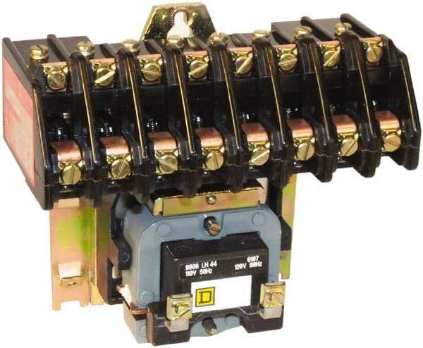 Square D - No Enclosure, 8 Pole, Electrically Held Lighting Contactor - 20 A (Tungsten), 30 A (Fluorescent), 277 VAC at 60 Hz, 8NO Contact Configuration - Caliber Tooling