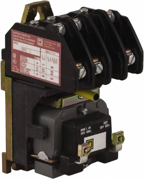 Square D - No Enclosure, 3 Pole, Electrically Held Lighting Contactor - 20 A (Tungsten), 30 A (Fluorescent), 440 VAC at 50 Hz, 480 VAC at 60 Hz, 3NO Contact Configuration - Caliber Tooling