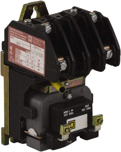 Square D - No Enclosure, 2 Pole, Electrically Held Lighting Contactor - 20 A (Tungsten), 30 A (Fluorescent), 440 VAC at 50 Hz, 480 VAC at 60 Hz, 2NO Contact Configuration - Caliber Tooling