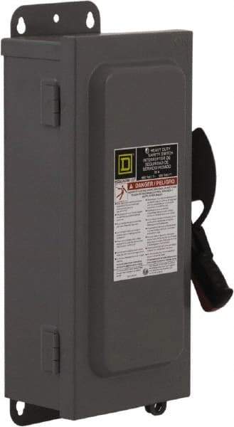 Square D - 30 Amp, 240 VAC, 250 VDC, 3 Pole Fused Safety Switch - NEMA 12, 3 hp at 240 VAC (Single Phase), 7.5 hp at 240 VAC, 5 hp hp at 250 VDC (Triple Phase), 3PST Contact Form - Caliber Tooling