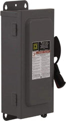 Square D - 60 Amp, 240 VAC, 250 VDC, 2 Pole Fused Safety Switch - NEMA 12 & 3R, 15 hp at 240 VAC, 10 hp at 250 VDC (Single Phase), 15 hp at 240 VAC, 10 hp at 250 VDC (Triple Phase), DPST Contact Form - Caliber Tooling