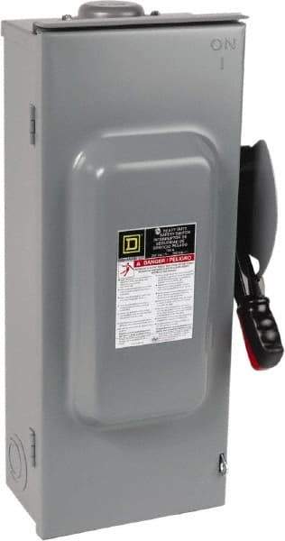 Square D - 100 Amp, 240 VAC, 250 VDC, 3 Pole Fused Safety Switch - NEMA 3R, 15 hp at 240 VAC, 20 hp at 250 VDC (Single Phase), 30 hp at 240 Vac, 20 hp at 250 VDC (Triple Phase), 3PST Contact Form - Caliber Tooling