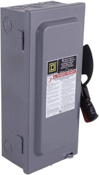 Square D - 100 Amp, 600 VAC/VDC, 4 Pole Fused Safety Switch - NEMA 1, 75 hp at 600 VAC, 130 hp at 600 VDC (Triple Phase), 4PST Contact Form - Caliber Tooling