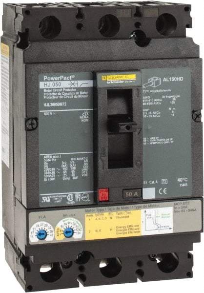 Square D - 50 Amp, 600 V, 3 Pole, Panel Mount Circuit Breaker - Electronic Trip, Multiple Breaking Capacity Ratings - Caliber Tooling