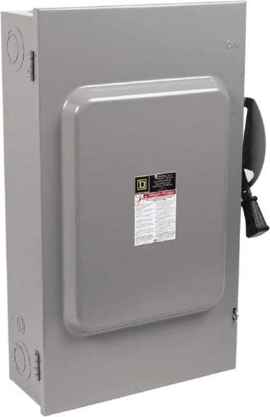 Square D - 200 Amp, 240 V, 3 Pole Nonfused Safety Switch - NEMA 1, 15 hp at 240 VAC (Single Phase), 60 hp at 240 VAC (Triple Phase), 3PST Contact Form - Caliber Tooling