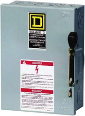 Square D - 30 Amp, 240 V, 2 Pole Fused Safety Switch - NEMA 1, 3 hp at 240 VAC (Single Phase), 7.5 hp at 240 VAC (Triple Phase), DPST Contact Form - Caliber Tooling