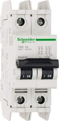 Schneider Electric - 1 Amp, 125 VDC, 240 VAC, 60 VDC, 1 Pole, DIN Rail Mount, Fixed Mount Miniature Circuit Breaker - Thermal Magnetic Trip, Multiple Breaking Capacity Ratings, 73mm Deep x 107mm High x 36mm Wide - Caliber Tooling