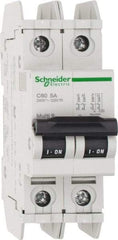 Schneider Electric - 5 Amp, 125 VDC, 240 VAC, 60 VDC, 1 Pole, DIN Rail Mount, Fixed Mount Miniature Circuit Breaker - Thermal Magnetic Trip, Multiple Breaking Capacity Ratings, 73mm Deep x 107mm High x 36mm Wide - Caliber Tooling