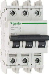 Schneider Electric - 20 Amp, 125 VDC, 240 VAC, 60 VDC, 3 Pole, DIN Rail Mount, Fixed Mount Miniature Circuit Breaker - Thermal Magnetic Trip, Multiple Breaking Capacity Ratings, 73mm Deep x 107mm High x 54mm Wide - Caliber Tooling