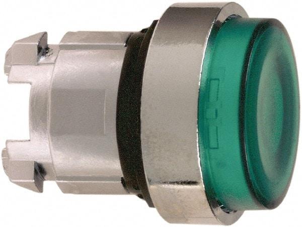 Schneider Electric - 22mm Mount Hole, Extended Straight, Pushbutton Switch Only - Round, Green Pushbutton, Nonilluminated, Momentary (MO) - Caliber Tooling