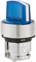 Schneider Electric - 22mm Mount Hole, 3 Position, Handle Operated, Selector Switch - Blue, Momentary (MO), Illuminated, Shock, Vibration and Water Resistant - Caliber Tooling