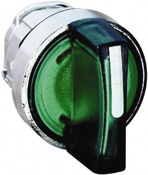 Schneider Electric - 22mm Mount Hole, 3 Position, Handle Operated, Selector Switch - Green, Momentary (MO), Illuminated, Shock, Vibration and Water Resistant - Caliber Tooling