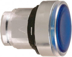 Schneider Electric - 22mm Mount Hole, Flush, Pushbutton Switch Only - Round, Blue Pushbutton, Illuminated, Maintained (MA) - Caliber Tooling