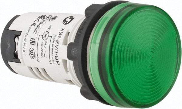 Schneider Electric - 24 V Green Lens LED Pilot Light - Round Lens, Screw Clamp Connector, 29mm Wide - Caliber Tooling