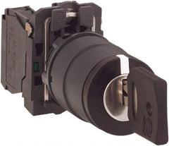 Schneider Electric - 22mm Mount Hole, 3 Position, Key Operated, Selector Switch with Contact Blocks - Maintained (MA), 2NO, Shock, Vibration and Water Resistant - Caliber Tooling