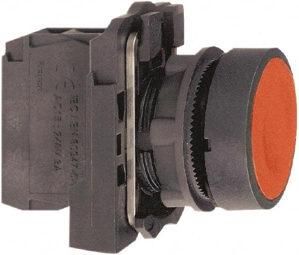 Schneider Electric - 22mm Mount Hole, Flush, Pushbutton Switch with Contact Block - Round, Red Pushbutton, Momentary (MO) - Caliber Tooling