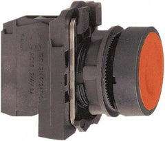 Schneider Electric - 22mm Mount Hole, Flush, Pushbutton Switch with Contact Block - Round, Red Pushbutton, Momentary (MO) - Caliber Tooling