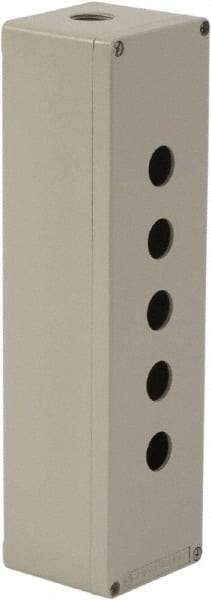 Schneider Electric - 5 Hole, 1.58 Inch Hole Diameter, Aluminum Pushbutton Switch Enclosure - 12.2 Inch High x 3.35 Inch Wide x 3.03 Inch Deep, 4, 13 NEMA Rated - Caliber Tooling