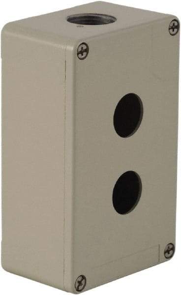 Schneider Electric - 2 Hole, 1.58 Inch Hole Diameter, Zinc Alloy Pushbutton Switch Enclosure - 5.12 Inch High x 3.15 Inch Wide x 2.03 Inch Deep, 4, 13 NEMA Rated - Caliber Tooling