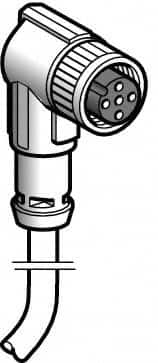 Telemecanique Sensors - 4 Amp, M12 3 Pin Elbowed Female Cordset Sensor and Receptacle - 10 to 30 VDC, 5m Cable Length, IP67 Ingress Rating - Caliber Tooling