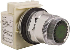 Schneider Electric - 30mm Mount Hole, Extended Straight, Pushbutton Switch Only - Round, Green Pushbutton, Momentary (MO), Weatherproof, Dust and Oil Resistant - Caliber Tooling