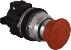 Schneider Electric - Extended Mushroom Head Pushbutton Switch Emergency Stop - Red, Round Button - Caliber Tooling