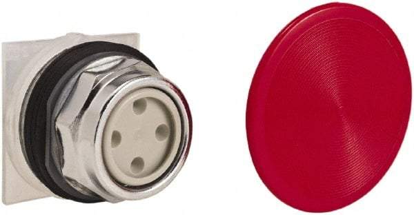 Schneider Electric - 30mm Mount Hole, Extended Straight, Pushbutton Switch Only - Round, Red Pushbutton, Momentary (MO), Weatherproof, Dust and Oil Resistant - Caliber Tooling