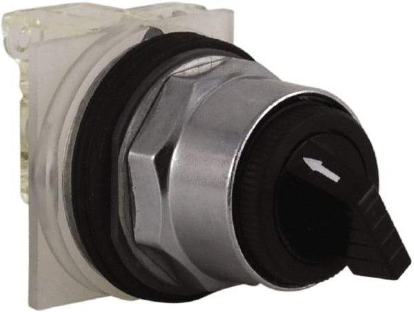 Schneider Electric - 30mm Mount Hole, 2 Position, Knob and Pushbutton Operated, Selector Switch - Black, Maintained (MA), NO/NC, Weatherproof and Dust and Oil Resistant - Caliber Tooling