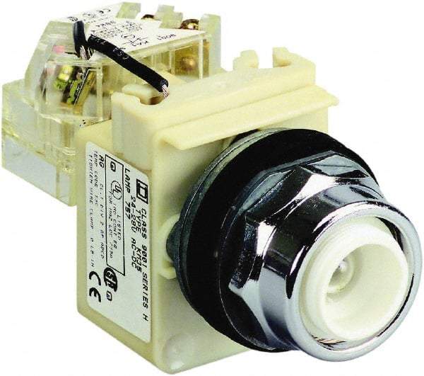 Schneider Electric - 120 V Neon Press-to-Test Indicating Light - Round Lens, Screw Clamp Connector - Caliber Tooling