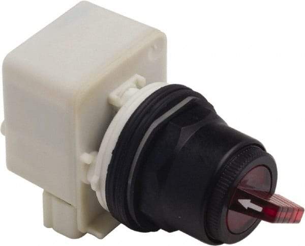 Schneider Electric - 30mm Mount Hole, 2 Position, Knob and Pushbutton Operated, Selector Switch Only - Red, Maintained (MA), without Contact Blocks, Anticorrosive, Weatherproof, Dust and Oil Resistant - Caliber Tooling