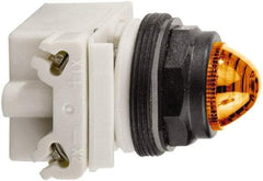 Schneider Electric - 120 VAC White Lens LED Pilot Light - Round Lens, Screw Clamp Connector, 54mm OAL x 42mm Wide, Vibration Resistant - Caliber Tooling