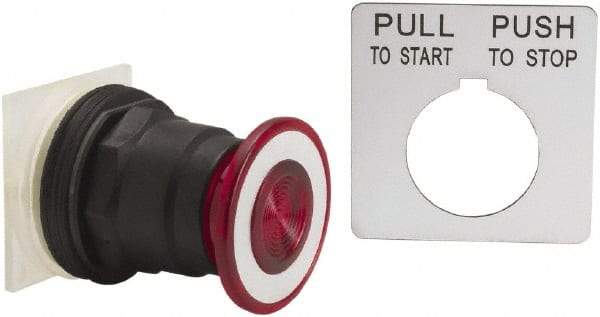 Schneider Electric - 30mm Mount Hole, Extended Straight, Pushbutton Switch Only - Red Pushbutton, Maintained (MA), Momentary (MO) - Caliber Tooling