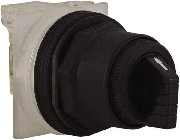 Schneider Electric - 1.18 Inch Mount Hole, 3 Position, Knob and Pushbutton Operated, Selector Switch - Black, Maintained (MA), Anticorrosive, Weatherproof, Dust and Oil Resistant - Caliber Tooling