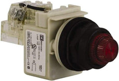 Schneider Electric - 110 VAC at 50/60 Hz via Transformer, 120 VAC at 50/60 Hz via Transformer Red Lens Press-to-Test Indicating Light - Round Lens, Screw Clamp Connector, Corrosion Resistant, Dust Resistant, Oil Resistant - Caliber Tooling