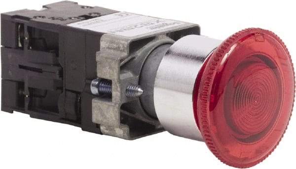 Schneider Electric - 22mm Mount Hole, Extended Mushroom Head, Pushbutton Switch Only - Round, Red Pushbutton, Maintained (MA), Momentary (MO), On-Off-On - Caliber Tooling