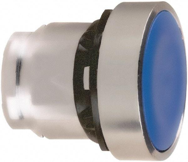 Schneider Electric - 22mm Mount Hole, Flush, Pushbutton Switch Only - Round, Blue Pushbutton, Nonilluminated, Momentary (MO) - Caliber Tooling