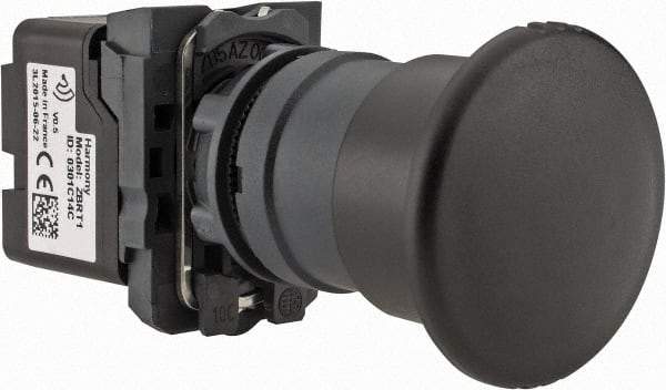 Schneider Electric - Extended Mushroom Head Pushbutton Switch Transmitter - Black, Round Button, Nonilluminated - Caliber Tooling