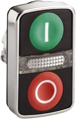 Schneider Electric - 22mm Mount Hole, Extended Straight, Flush, Pushbutton Switch Only - Rectangle, Green and Red Pushbutton, Illuminated, Momentary (MO), On-Off, Shock and Vibration Resistant - Caliber Tooling