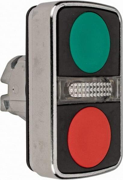 Schneider Electric - 22mm Mount Hole, Flush, Pushbutton Switch Only - Rectangle, Green and Red Pushbutton, Illuminated, Momentary (MO), On-Off, Shock and Vibration Resistant - Caliber Tooling