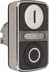 Schneider Electric - 22mm Mount Hole, Flush, Pushbutton Switch Only - Rectangle, White and Black Pushbutton, Illuminated, Momentary (MO), On-Off, Shock and Vibration Resistant - Caliber Tooling