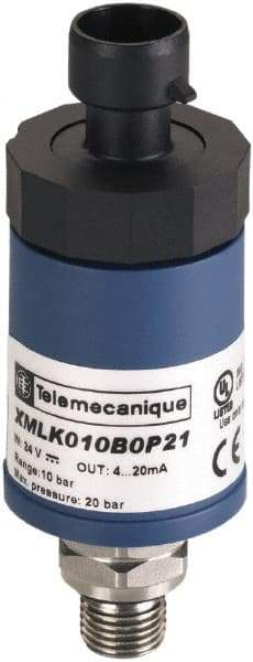 Square D - 1/4-18 NPT (Male) Connector, 24 VDC, 100 psi Sensor, Shock and Vibration Resistant, Analog, Control Circuit Pressure Sensor - 2.5787 Inch Long x 1.417 Inch Wide, IP65, For Use with Air, Fresh Water - Caliber Tooling