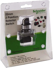 Schneider Electric - 22mm Mount Hole, 2 Position, Lever Operated, Selector Switch with Contact Blocks - Black, Maintained (MA), Nonilluminated, 1 Contact Block - Caliber Tooling