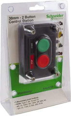 Schneider Electric - 2 Operator, Flush Pushbutton Control Station - Marche-Arret (Legend), Momentary Switch, NO/NC Contact, NEMA 1, 12, 13, 3, 3R, 4 - Caliber Tooling