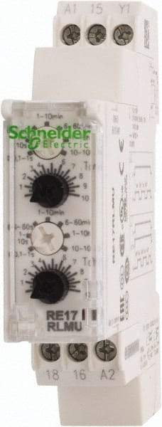 Schneider Electric - 100 hr Delay, Multiple Range SPDT Time Delay Relay - 8 Contact Amp, 24 VDC & 24 to 240 VAC, Selector Switch - Caliber Tooling