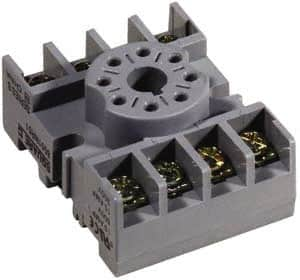 Square D - 8 Pins, 300 VAC, 10 Amp (CSA) and 15 Amp (UL), Octal Relay Socket - DIN Rail Mount, Panel Mount, 1 Tier, Screw Terminal - Caliber Tooling