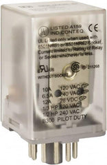 Square D - 8 Pins, 1 hp at 277 Volt & 1/3 hp at 120 Volt, 3 VA Power Rating, Octal Electromechanical Plug-in General Purpose Relay - 10 Amp at 250 VAC, DPDT, 120 VAC at 50/60 Hz, 34.9mm Wide x 50.3mm High x 35.4mm Deep - Caliber Tooling